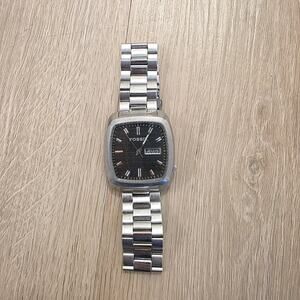 Fossil Arkitekt Silver Stainless Steel Rectangular Water Resistant Analog Watch